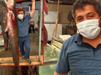 Kahramanmaraş’ta insan boyunda yayın balığı yakalandı