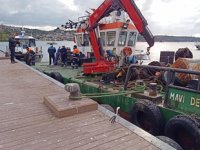 Beykoz sahilindeki tekneler vinç ile kaldırıldı