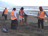 Samandağ'da petrol temizlik çalışmaları devam ediyor