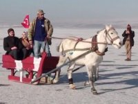 Çıldır Gölü'nde atlı kızak sezonu başladı