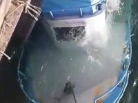 Kurupelit Yat Limanı’nda şiddetli rüzgar nedeniyle balıkçı teknesi battı