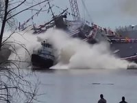 Kendisini çeken gemiye böyle çarptı