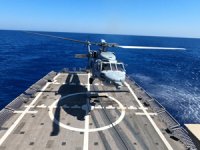 TCG Gemlik fırkateyni Libya açıklarında eğitim yaptı