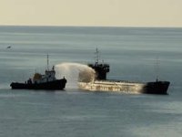 Rusya’dan Giresun’a gelen yük gemisinde yangın!