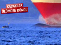 Denize lastik botla açılan 40 kaçak dev feribotla burun buruna geldi