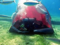 Muğla'da denizin dibinde balıkların arasında kamp kurdular