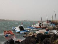 Fırtınadan yat limanı ve balıkçı barınaklarındaki bazı küçük tekneler battı