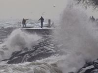 Kuzey Ege'de kuvvetli lodos deniz ulaşımını vurdu