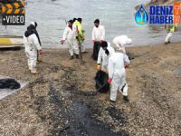 Çeşme kıyılarındaki yakıtın kaba temizliği yapıldı