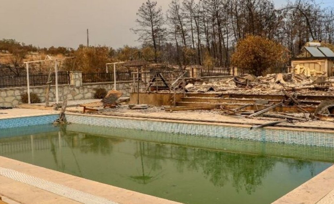 tutarlı ayak bileği Gökyüzü  Manavgat'ta 6 kişilik aile, yangından havuza girerek kurtuldu
